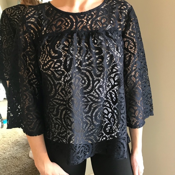 LOFT Tops - Navy lace top NWT